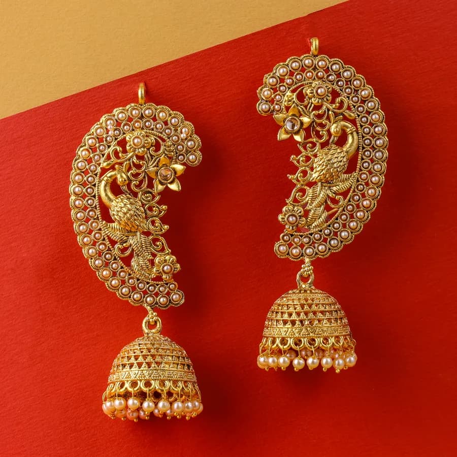 Regal Emerald Peacock Earrings