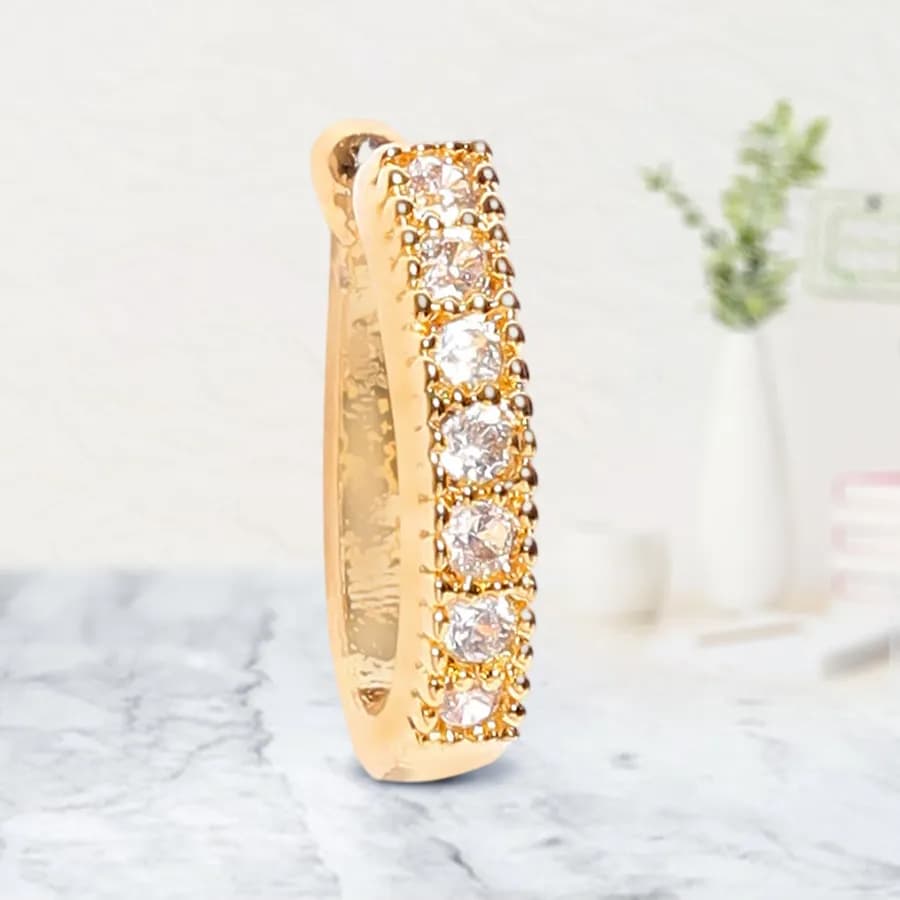 Glamourous Non-Piercing Clip-On Nose Pin with CZ Stones