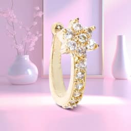 Chic Gold Floral Non-Pierced Nosepin with Sparkling CZ 1