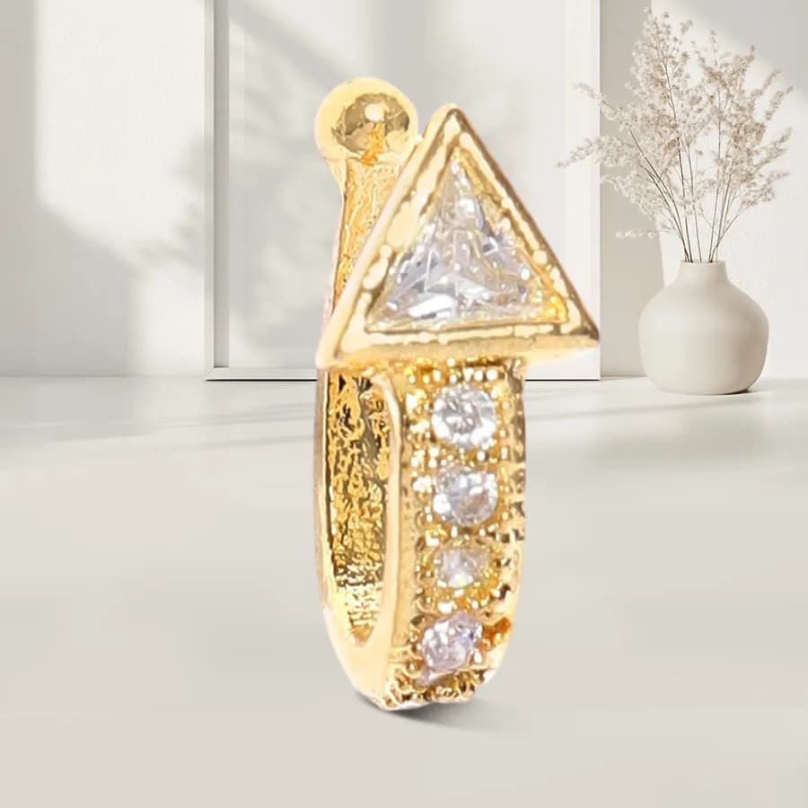 Stunning Gold-Plated Clip-On Nosepin with CZ Accents