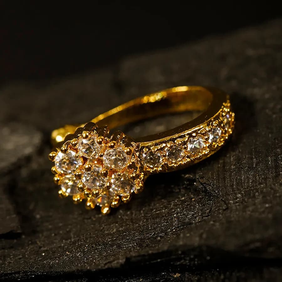 Chic Floral Crystal Clip-On Nosepin