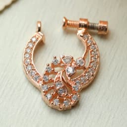 Rose Gold Blossom CZ Non-Piercing Nosepin – Chic Floral Design 1