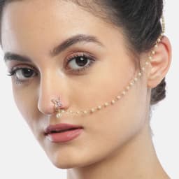 Radiant Pearl Nathani Chain with Vibrant Floral CZ Locket 1