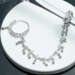 Dazzling CZ-Studded Silver Bridal Nath 1