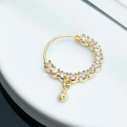 Radiant Gold Teardrop Nose Ring with CZ Accents 1