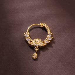 Chic CZ Teardrop & Gold Leaf Nose Ring 1