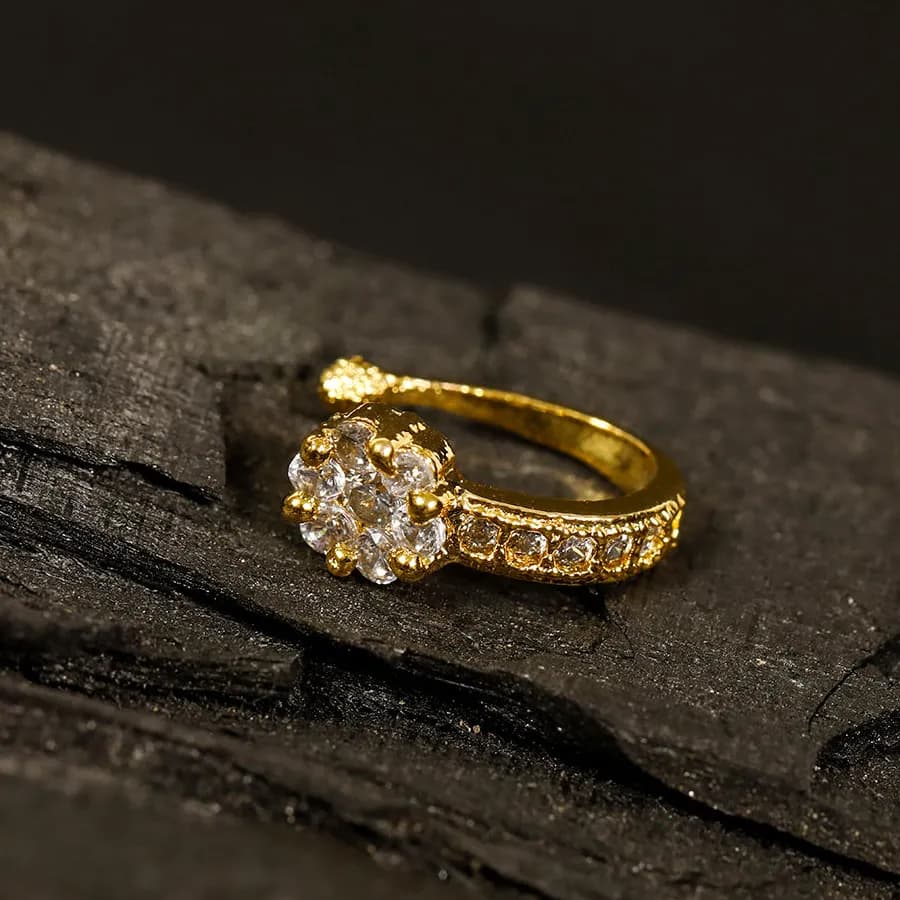 Charming Floral Clip-On Nosepin with CZ Stones