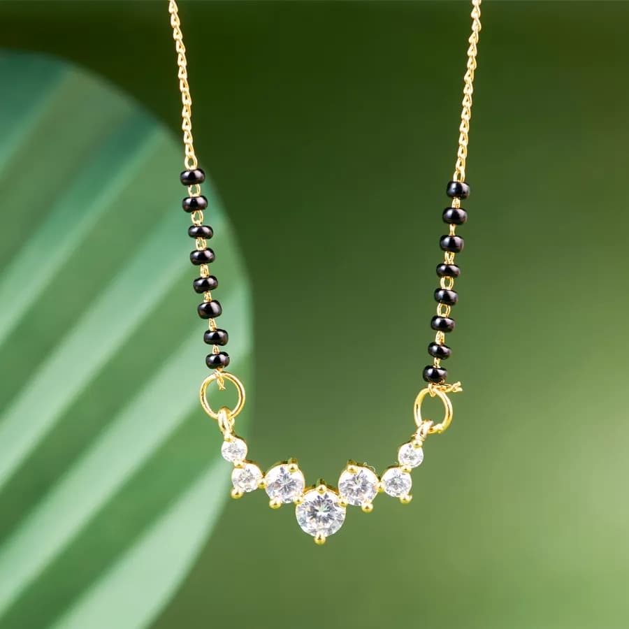 Chic Petal Wave Silver Mangalsutra