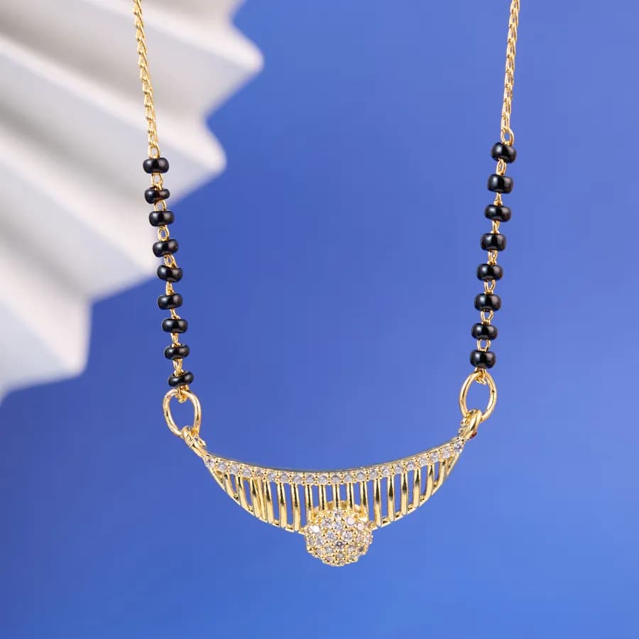 Crescent Charm Gold Mangalsutra