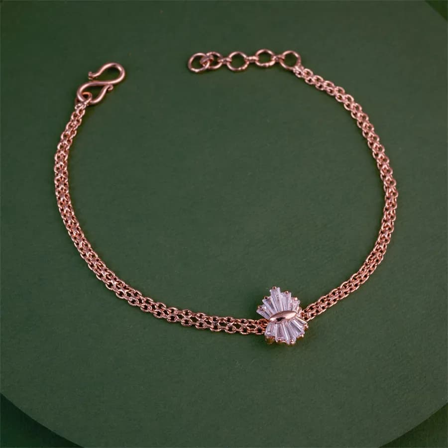 Luxe Rose Bracelet with Baguette Stones