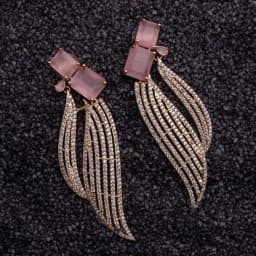 Charming Pink Emerald Cut Drop Earrings 1