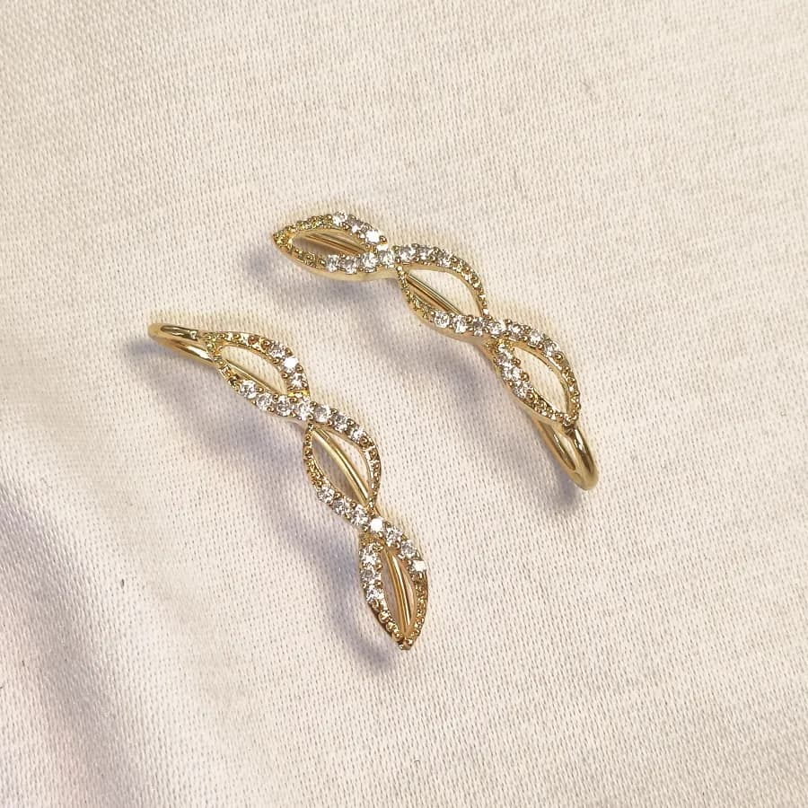 Gold Leaf CZ Cuff Earrings