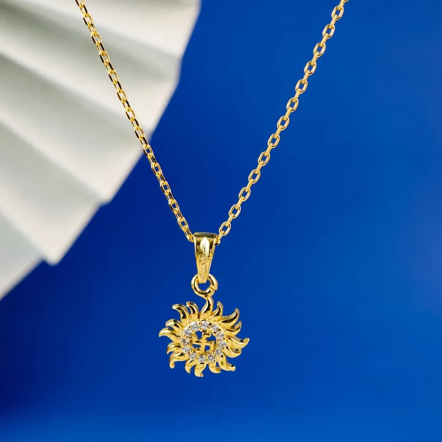 Sunlit Swastik Pendant Necklace