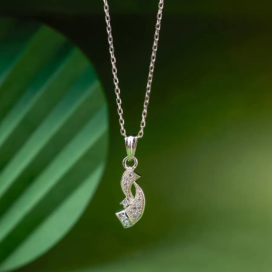 Celestial Silver Crescent Pendant Necklace