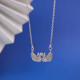 Swan Embrace Heart Pendant Necklace 1