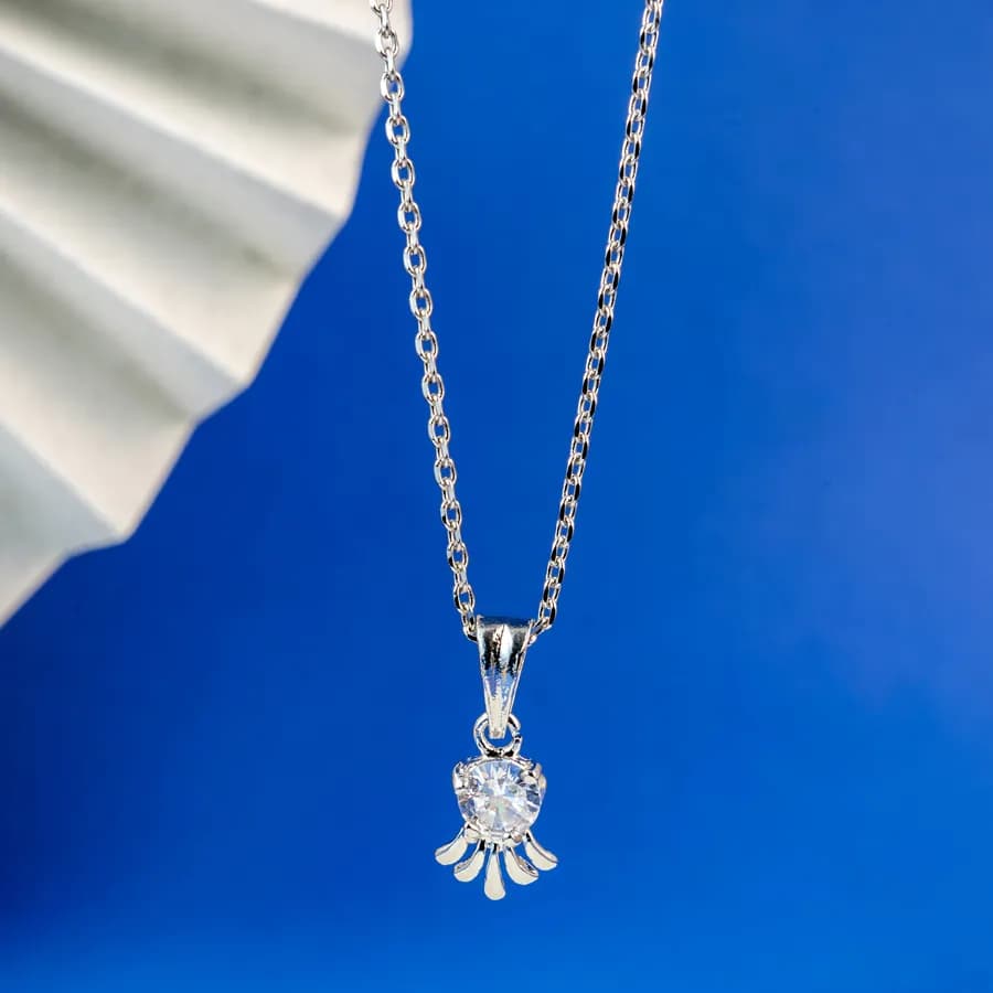 Nimoraa Silver Elegance Drop Necklace