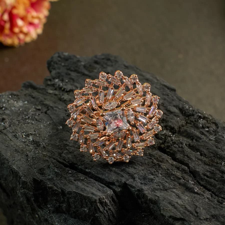 Rose Gold Floral Elegance Ring