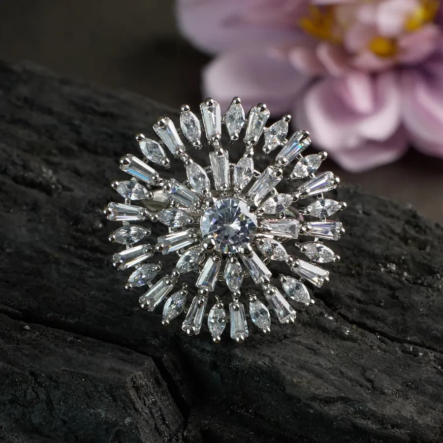 Floral Elegance Silver Ring