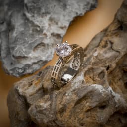 Chic Lattice Style Silver Solitaire Ring 1