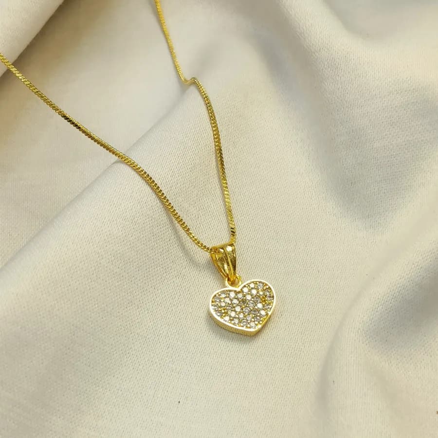 Elegant Gold Heart Necklace with Stone Accents