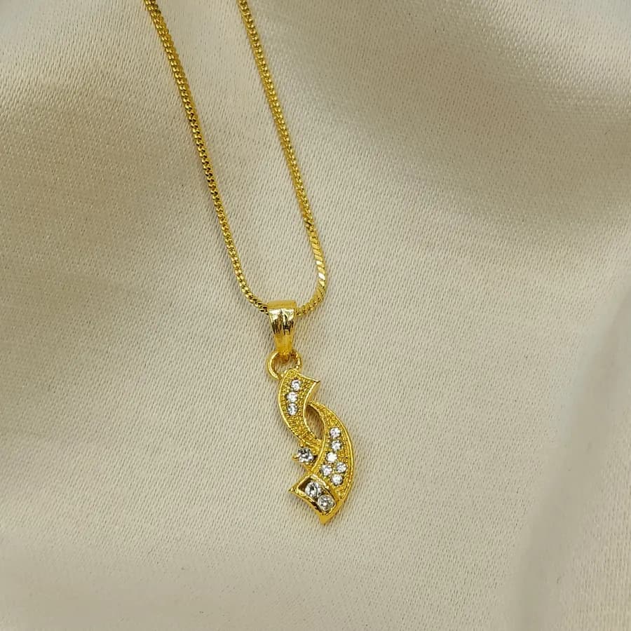 Elegant Gold Plated S-Curve Pendant