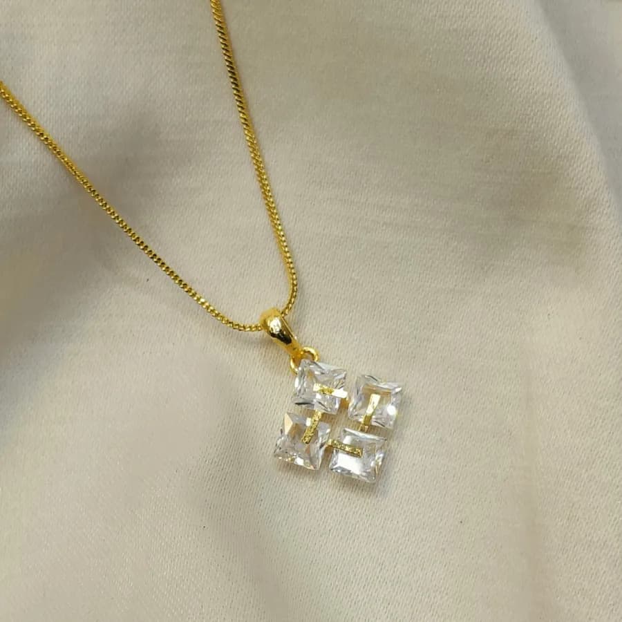 Modern Geometric Gold Pendant Necklace