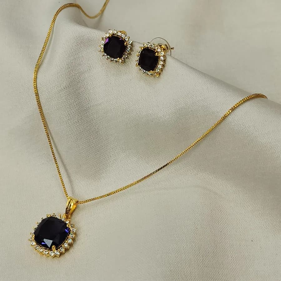 Lavish Amethyst Pendant and Earring Duo