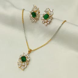 Radiant Emerald Charm Pendant Set 1