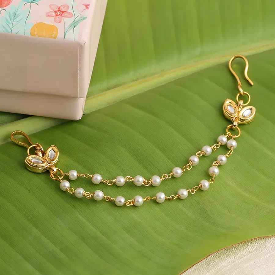 Chic Pearl & Emerald Hair Chain Accessory