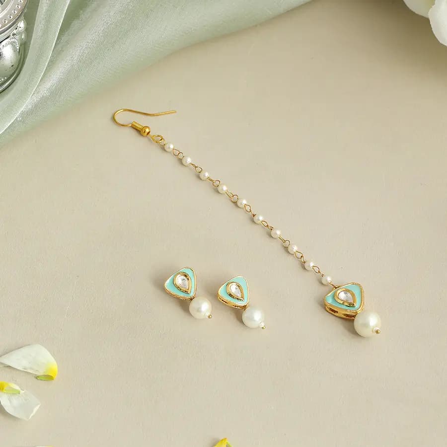 Radiant Ruby and Pearl Maang Tikka Ensemble