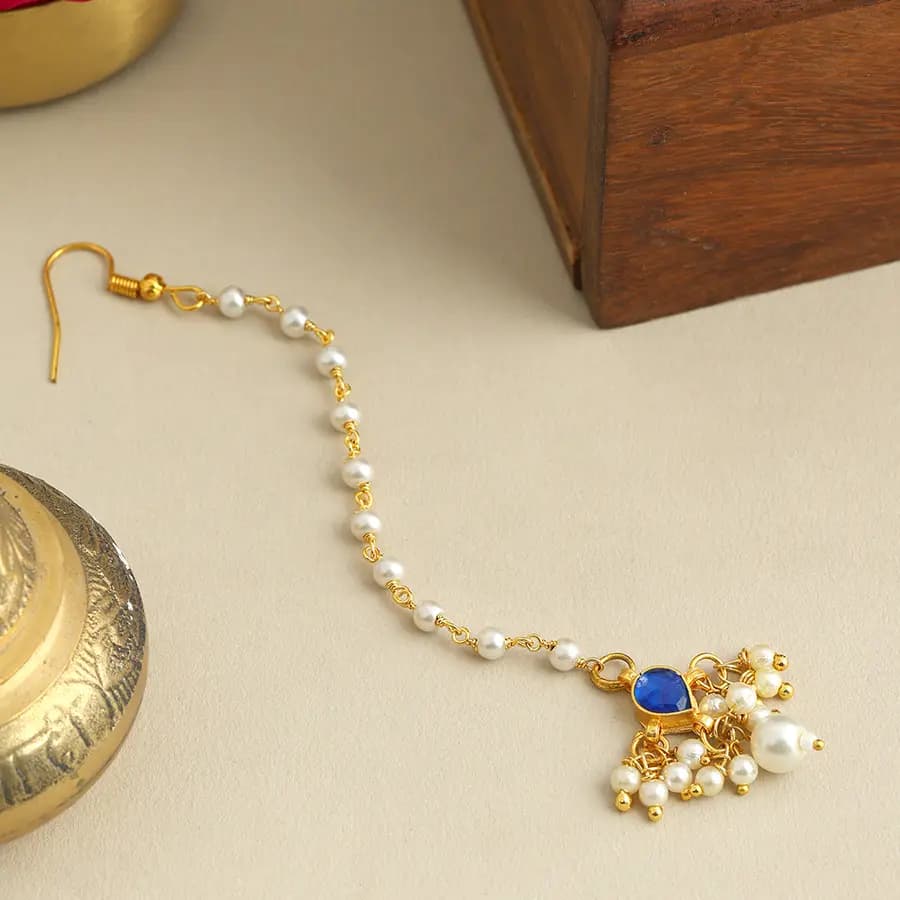 Serene Aqua Gem Maang Tikka