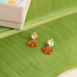 Radiant Coral Kundan Dangle Earrings 1