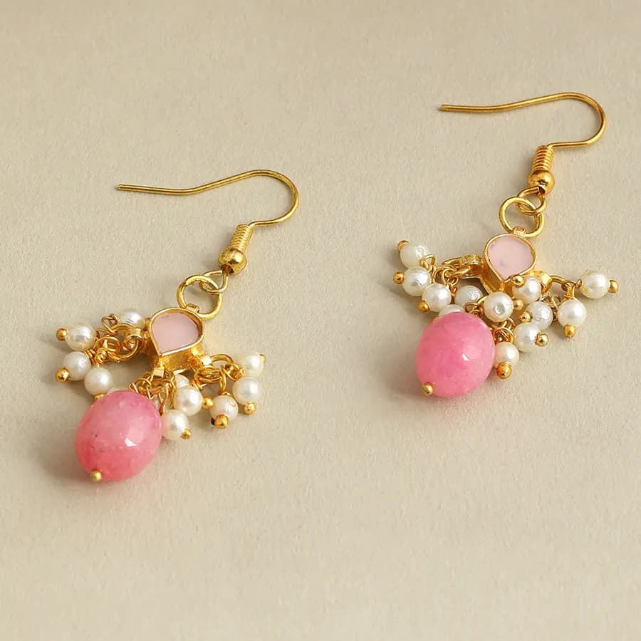 Elegant Blush Pearl Dangle Earrings