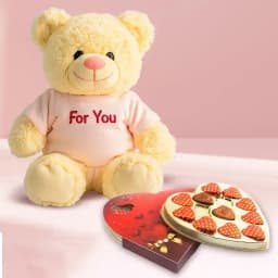 Glamorous For You Teddy n Handmade Heart Chocolates Gift 1