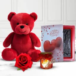 Arresting V day Gift of Teddy with LED Lamp n Love Chocolate 1