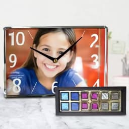 Marvelous Personalized Photo Table Clock with Handmade Chocolates 1