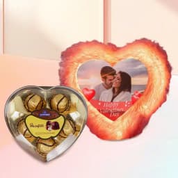 Fantastic Personalized LED Heart Fur Cushion with Sapphire Chocolates 1