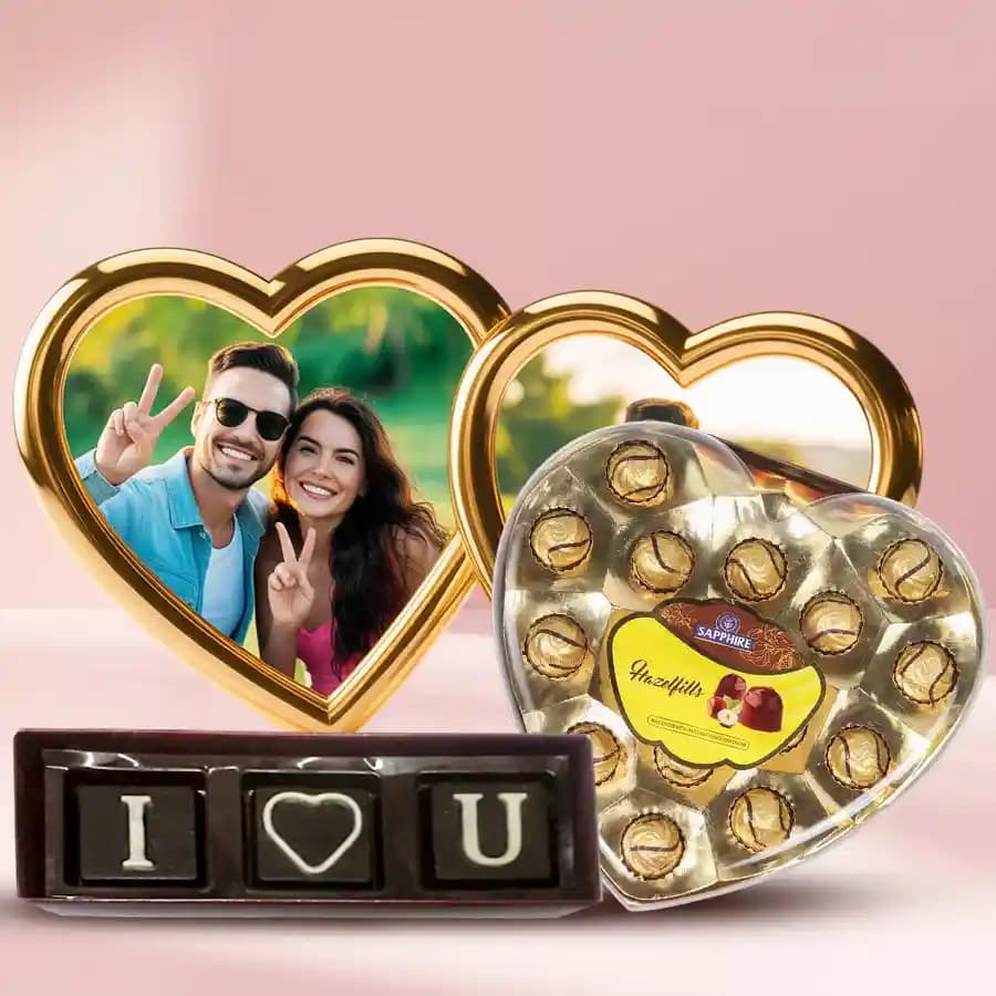 Attractive Personalized MD Love Frame with Chocolates Combo