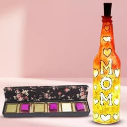 Handcrafted Bottle Lamp with Dried Mango n Strawberry Filled Handmade Chocolates for Mom 1