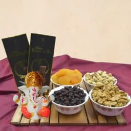 Elegant Marble Ganpati with Exotic Chocolates & Dried Fruits 1