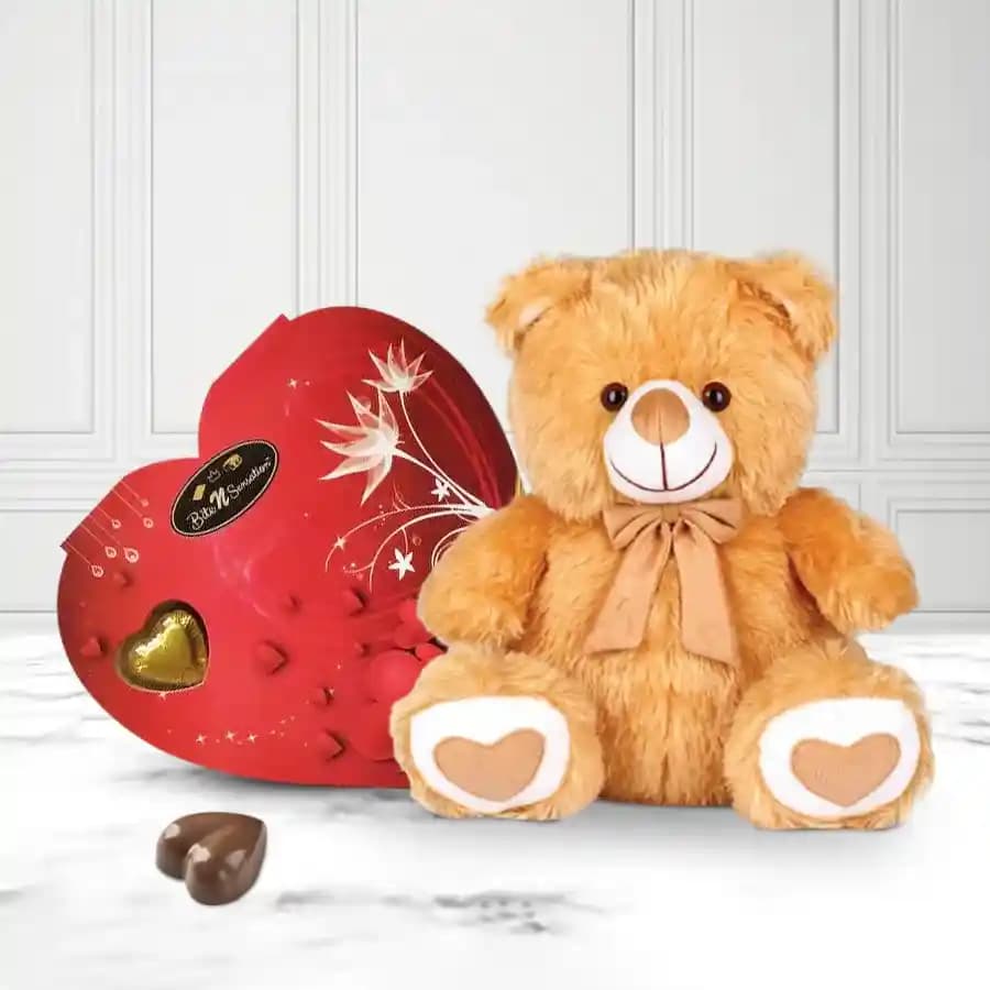 Admirable Gift of Homemade Heart Shape Chocolates with Teddy