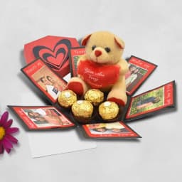 Amazing Personalized Hexagonal Explosion Box Full of Ferrero Rocher n Teddy 1