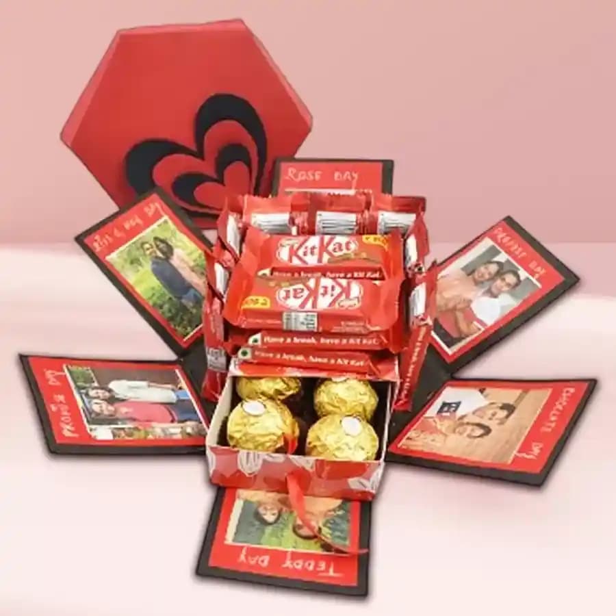 Breathtaking Personalized Hexagonal Box of Photos n Chocolates
