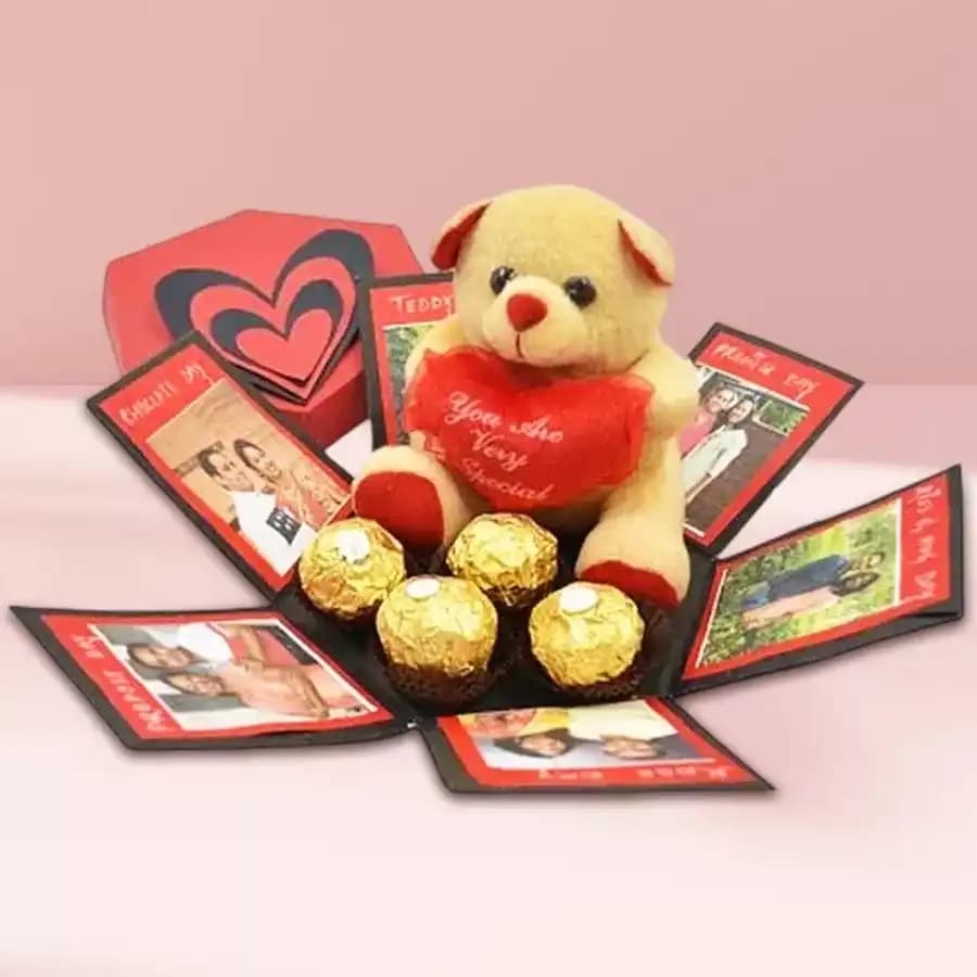 Graceful Personalized Hexagonal Box of Photos n Chocolates
