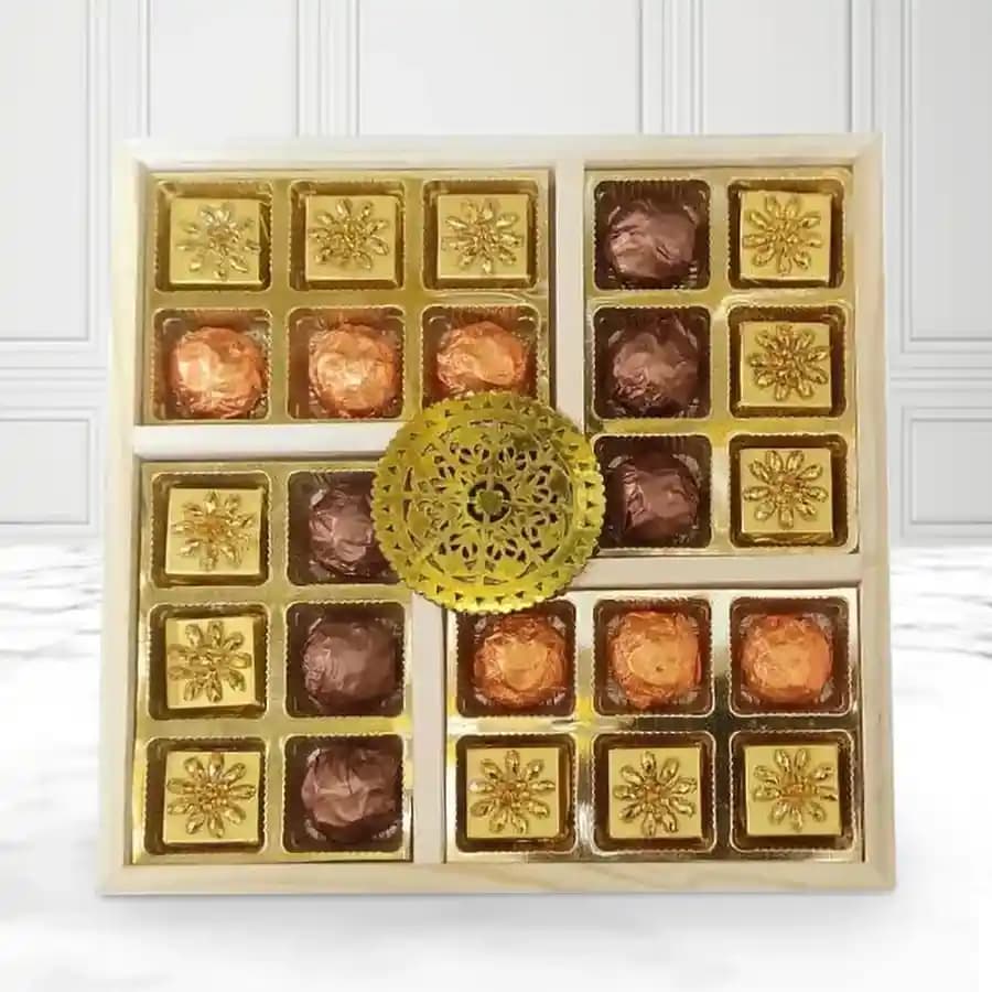 Amazing Handmade Chocolates in Wooden Tray