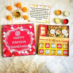 Classic Golden Rakhi N Flavored Chocolates Hamper 1