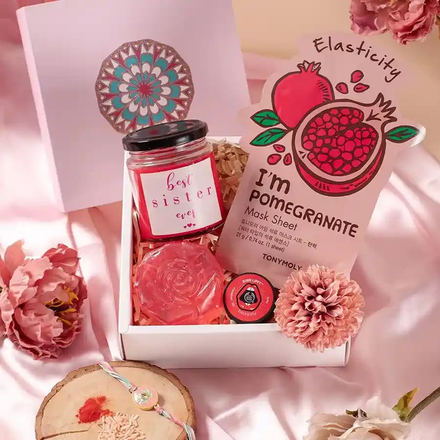 Marvellous Pink Confetti Box of Rakhi Goodies