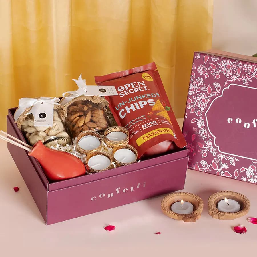 Red Botanical Diwali Delights Box