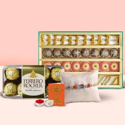 Delightful Treats: Ferrero Rocher & Haldiram Assortment with Free Rakhi 1