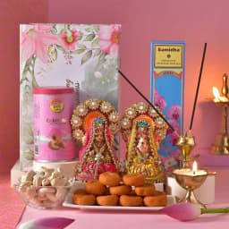 Divine Diwali Clay Deities N Sweets Box 1